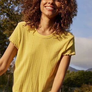 Toad & Co FOOTHILL POINTELLE Shortsleeve BABY TEE CHAMOMILE Small NWT in pkg